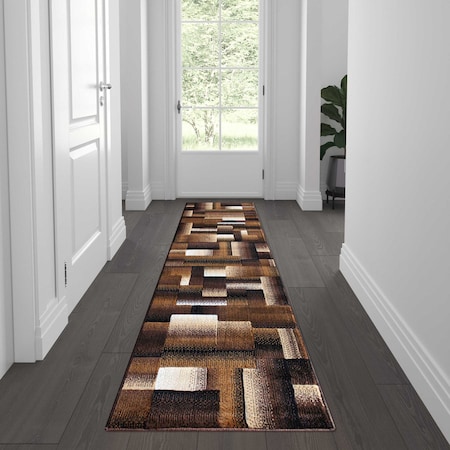 Flash Furniture Chocolate 2' x 7' Modern Color Blocked Area Rug ACD-RGTRZ861-27-CO-GG